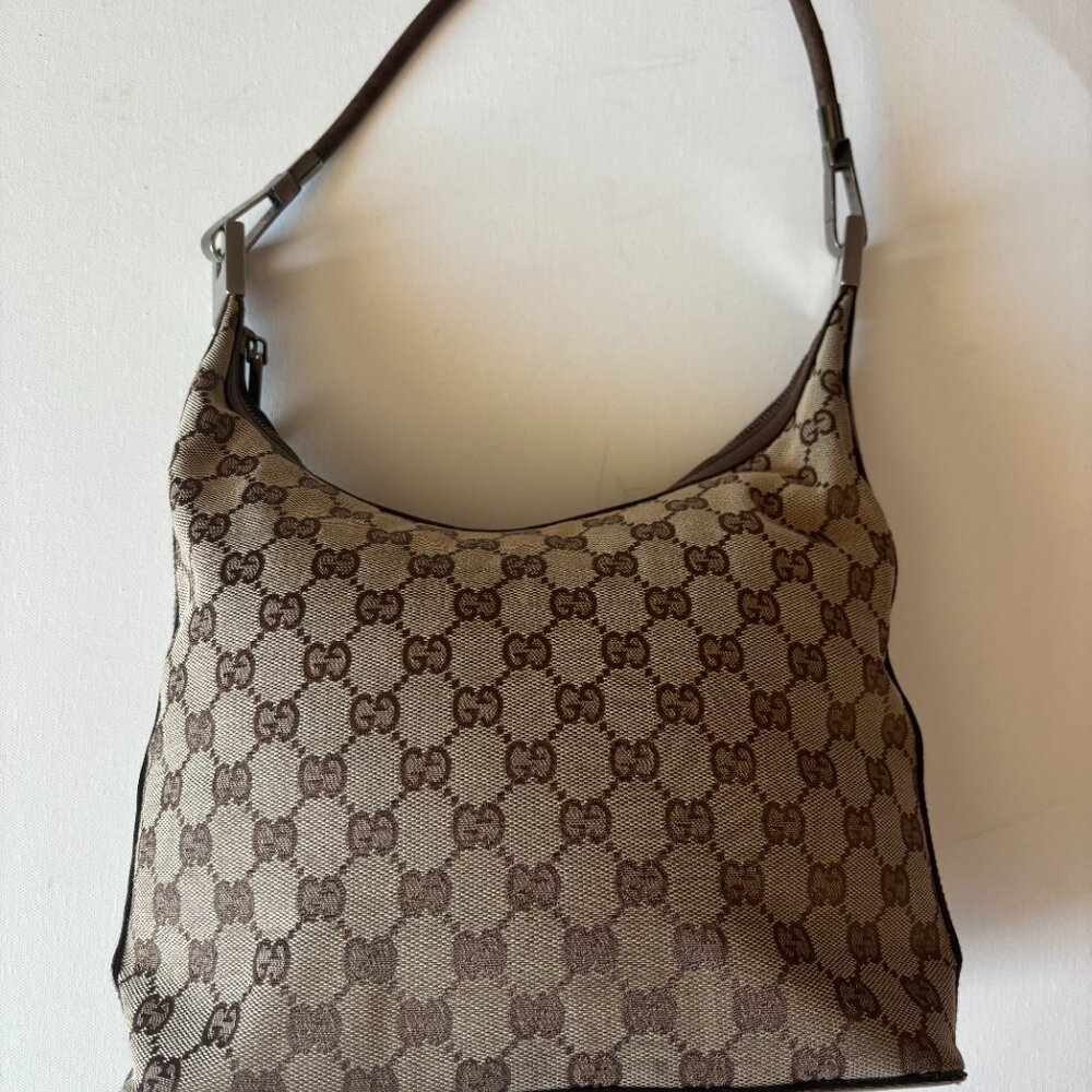 Gucci Beige and Brown GG Canvas Crossbody Bag